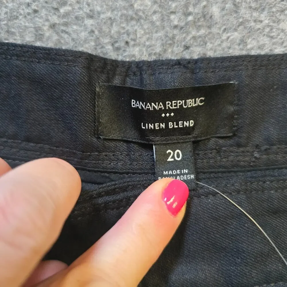 Banana Republic Pants Womens Size 20 Black Linen Blend Wide Leg Pleated Capsule